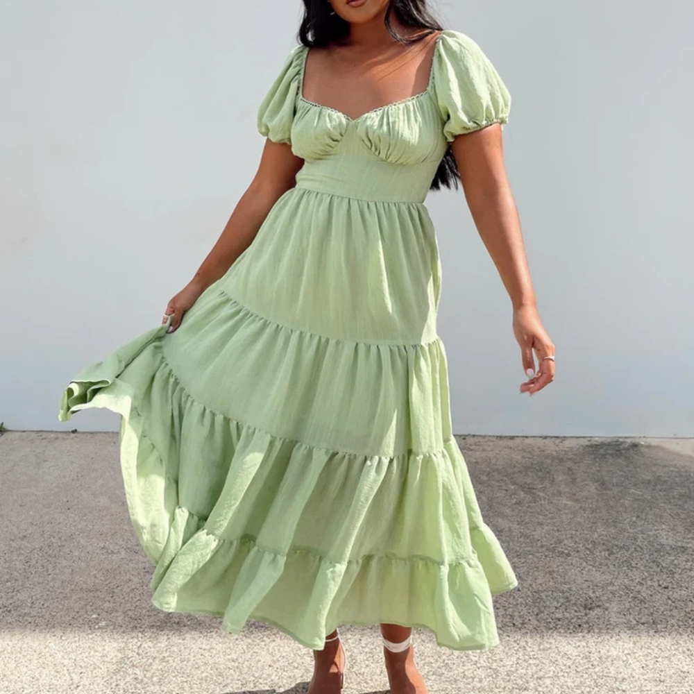 NWT Princess Polly Danny Midi Dress Green Size 10